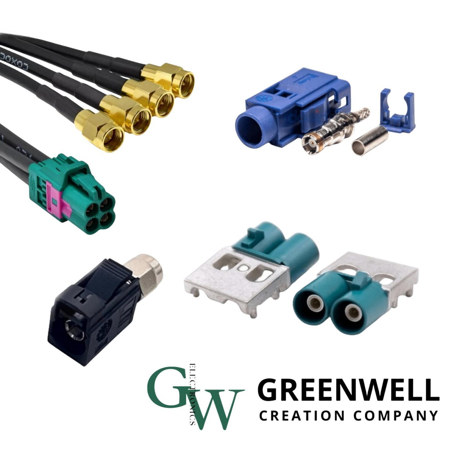 fakra connector - male female-panel connector-pcb connector-A type-HSD cable-waterproff-Greenwell